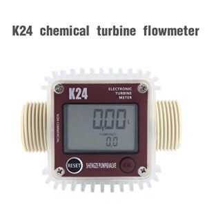 Fuel Flow Meter K24 Turbine Digital Fuel Flowmeter with LCD Display for Chemicals Liquid Water Red