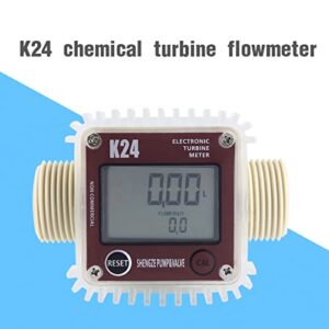 Fuel Flow Meter K24 Turbine Digital Fuel Flowmeter with LCD Display for Chemicals Liquid Water Red