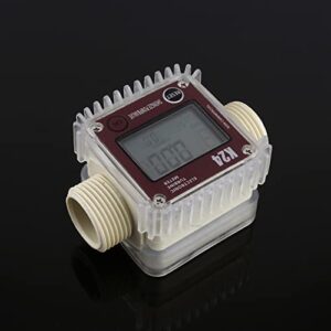 Fuel Flow Meter K24 Turbine Digital Fuel Flowmeter with LCD Display for Chemicals Liquid Water Red