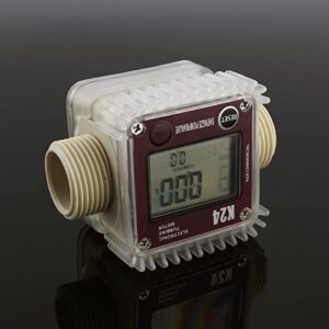 Fuel Flow Meter K24 Turbine Digital Fuel Flowmeter with LCD Display for Chemicals Liquid Water Red