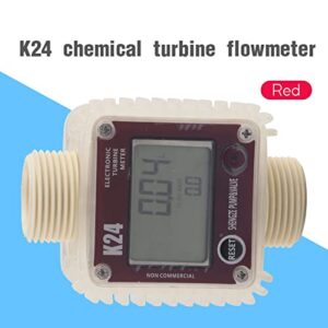 Fuel Flow Meter K24 Turbine Digital Fuel Flowmeter with LCD Display for Chemicals Liquid Water Red