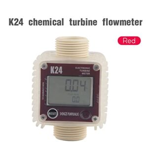 Fuel Flow Meter K24 Turbine Digital Fuel Flowmeter with LCD Display for Chemicals Liquid Water Red