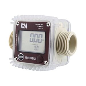 Fuel Flow Meter K24 Turbine Digital Fuel Flowmeter with LCD Display for Chemicals Liquid Water Red