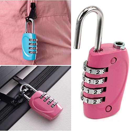 Yeworth 3 Pack Luggage Locks Travel Security 4 Digit Combination Padlocks with Alloy Body for Travel Bag, Suit Case, Lockers, Gym, Bike Locks - Black, Blue, Rose Red