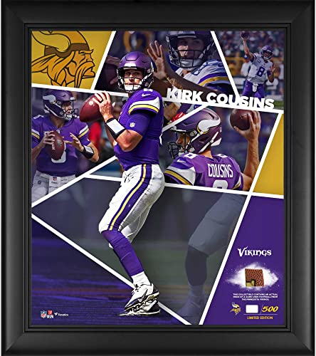 Kirk Cousins Minnesota Vikings Framed 15" x 17" Impact Player Collage with a Piece of Game-Used Football - Limited Edition of 500 - NFL Player Plaques and Collages