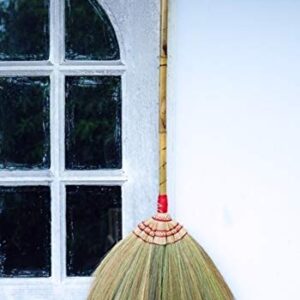 38" Thailanf Natural Grass Broom Bamboo Stick Handle for Sweeping Dirt, Dust, Garbage, Debris