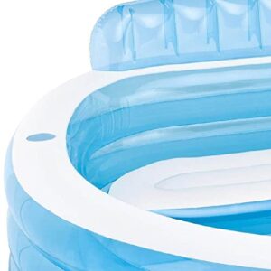 Intex Swim Center Round Inflatable Outdoor Above Ground Swimming Pool with Built-in Relaxing Lounge Bench and Protective Pool Cover