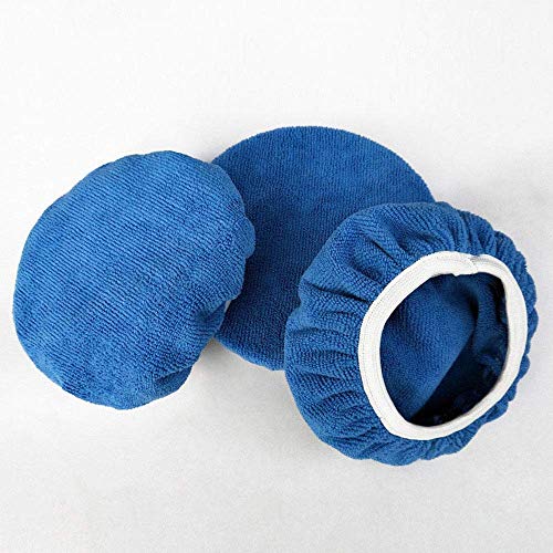 ZYTC Car Polishing Waxing Sleeve Polisher Pad Bonnet Microfiber Pad Soft Pack of 5 (Dark Blue, 9"-10")