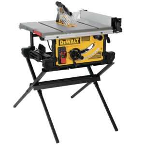 dewalt table saw, 10 inch, 15 amp, 32 ½-inch rip capacity, dust collector, scissor stand (dwe7491x)