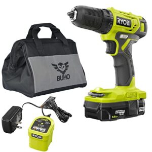 ryobi drill kit bundle, 18-volt one+ cordless 3/8 in. drill/driver with 1.5 ah battery, charger and buho tool bag