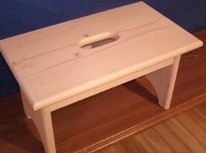 handmade 7 1/2" wooden step stool with hand hole wooden step stool handmade step stool rustic wooden step stool childrens step stool unfinished wooden step stool