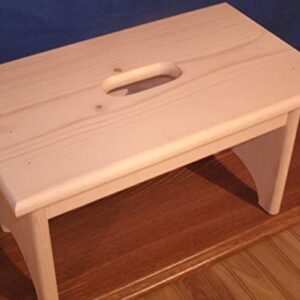 handmade 7 1/2" wooden step stool with hand hole wooden step stool handmade step stool rustic wooden step stool childrens step stool unfinished wooden step stool