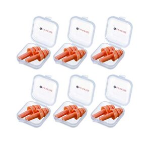lakayee reusable silicone ear plugs, 6 pairs waterproof noise reduction earplugs sound canceling ear plugs for sleeping snoring swimming shooting hunting traveling concerts musicians with carry cases