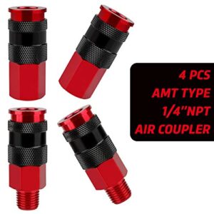 WYNNsky Air Hose Fittings, AMT Universal Air Coupler and I/M Industrial Type Air Plug Kit, 1/4 Inch Threads Size, 1/4 Inch Body Size, 14 Pieces Air Compressor Accessories Fittings Kit