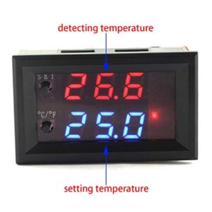 DZS Elec Temperature Controller -50 to 110 Celsius (-58 to 230 F) DC 12V Programmable Heating/Cooling Thermostat Control Switch Module NTC Waterproof Sensor Probe Dual Color LED Display Monitor