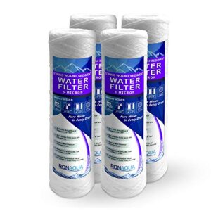 ronaqua wound string 5 micron sediment water filter cartridges 10 inc. x 2.5 inc. a replacement for any ro system well-matched with pfc4002, rs2-ds, wp5, wfpfc4002, 43235-76350 (4 pack)