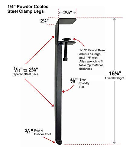 Shepherd Hardware 16" Adjustable Fit Table Clamp Legs, Black