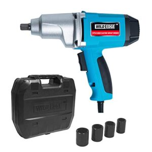 wild edge impact wrench kit, heavy duty 1/2 inch drive corded impact gun, 7.5 amp max torque 240 ft-lbs & 2700 ipm, 4 impact sockets with pin anvil