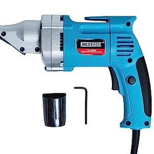 Wild Edge Electric Metal Shear, 14 Gauge 5.0 Amp Variable Speed Swivel Head Heavy Duty Sheet Metal Cutter