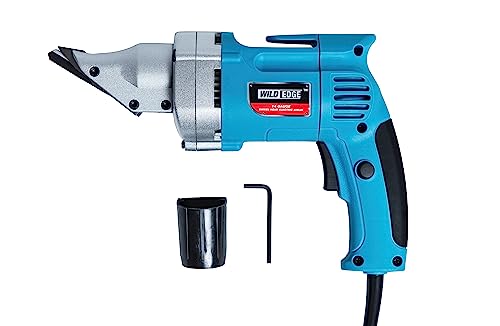 Wild Edge Electric Metal Shear, 14 Gauge 5.0 Amp Variable Speed Swivel Head Heavy Duty Sheet Metal Cutter