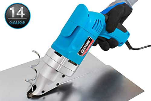 Wild Edge Electric Metal Shear, 14 Gauge 5.0 Amp Variable Speed Swivel Head Heavy Duty Sheet Metal Cutter