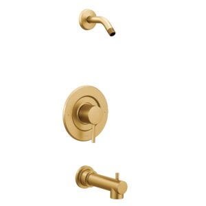 moen t2193nhbg align 2.5 gpm single handle posi-temp pressure balanced trim with shower head and tub spout, brushed gold