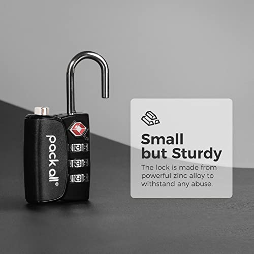 pack all TSA Approved Luggage Lock, Inspection Indicator, Alloy Body, 3 Digit Combination Padlocks, Travel Lock for Suitcases & Bag, Travel Accessories (4 Pack)