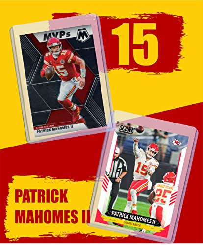 Patrick Mahomes Football Cards (5) Assorted Bundle - Kansas City Chiefs Trading Card Gift Set