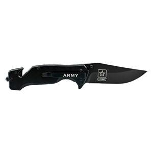 US Army Folding Elite Black Stealth Tactical Knife - Spring Assisted US Army Rescue Knife - Great Gift for the Soldier in your Life