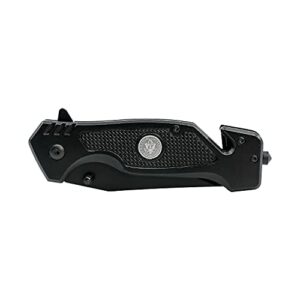 US Army Folding Elite Black Stealth Tactical Knife - Spring Assisted US Army Rescue Knife - Great Gift for the Soldier in your Life