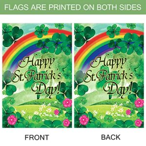 Morigins Happy St. Patrick's Day Rainbow and Shamrock Decorative Double Sided House Flag 28"x40"