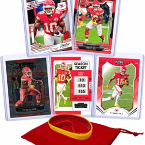 Tyreek Hill Football Cards (5) Assorted Bundle - Kansas City Chiefs Trading Card Gift Set