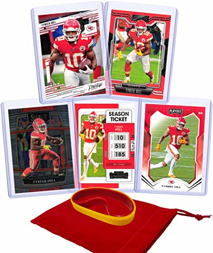 Tyreek Hill Football Cards (5) Assorted Bundle - Kansas City Chiefs Trading Card Gift Set