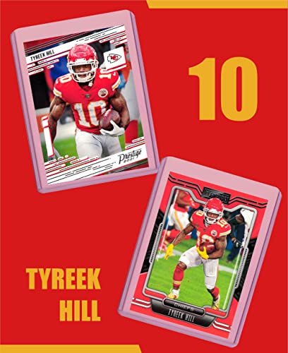 Tyreek Hill Football Cards (5) Assorted Bundle - Kansas City Chiefs Trading Card Gift Set