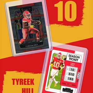 Tyreek Hill Football Cards (5) Assorted Bundle - Kansas City Chiefs Trading Card Gift Set