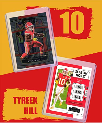 Tyreek Hill Football Cards (5) Assorted Bundle - Kansas City Chiefs Trading Card Gift Set