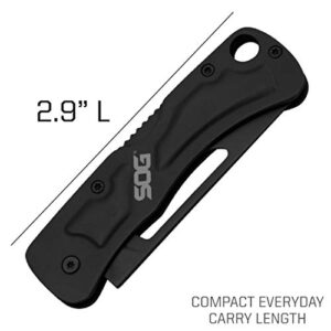 SOG Folding Knife Small Knife – Centi II EDC Pocket Knife for Men Women w/ 2.1 Inch Small Knife Blades EDC Keychain Knife Set (CE1012-CP), Black