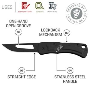 SOG Folding Knife Small Knife – Centi II EDC Pocket Knife for Men Women w/ 2.1 Inch Small Knife Blades EDC Keychain Knife Set (CE1012-CP), Black