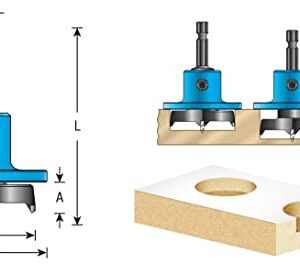 Amana Tool 203361 Carbide Tipped 2 Wing Boring Bit with Spurs with Adjustable Depth-Stop 35mm D x 1/4 Inch Quick Release Hex SHK