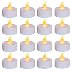 nancia 100pack flameless led tea lights candles, realistic and bright flickering long lasting 200hours battery-powered, ideal party, wedding, birthday, gifts home decoration warm yellow