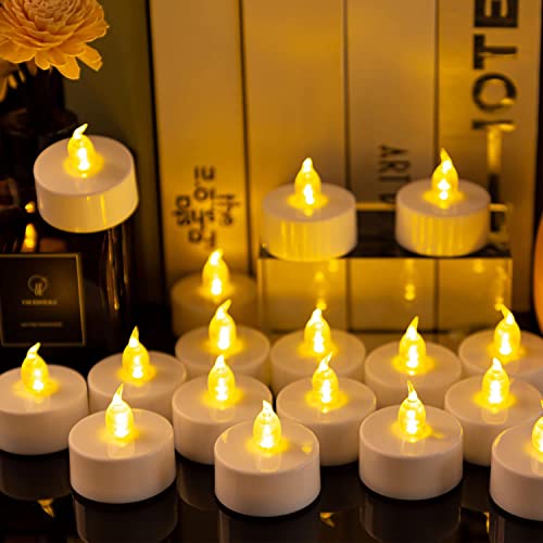 Nancia 100PACK Flameless LED Tea Lights Candles, Realistic and Bright Flickering Long Lasting 200Hours Battery-Powered, Ideal Party, Wedding, Birthday, Gifts Home Decoration Warm Yellow
