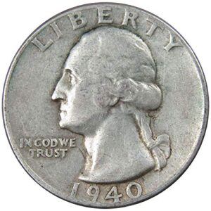 1940 Washington Quarter AG About Good 90% Silver 25c US Coin Collectible