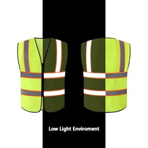 Tekware Safety Vest with High Reflective Strips, Pack of 10 Bright Neon Color Construction Protector with Zipper, Size XXL