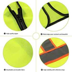 Tekware Safety Vest with High Reflective Strips, Pack of 10 Bright Neon Color Construction Protector with Zipper, Size XXL