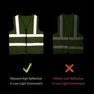 Tekware Safety Vest with High Reflective Strips, Pack of 10 Bright Neon Color Construction Protector with Zipper, Size XXL