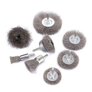 8Pcs Stainless Steel Wire Brushes Wheel kit for Drill with 1/4"shank 0.13mm