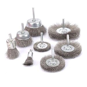 8Pcs Stainless Steel Wire Brushes Wheel kit for Drill with 1/4"shank 0.13mm