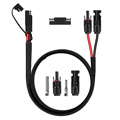 iGreely Solar Panel Connector Cable, 10AWG SAE to Male & Female Adapter PV Extension Cable Wire for RV Solar Panel DC Power Battery Charger with SAE Polarity Reverse Adapter