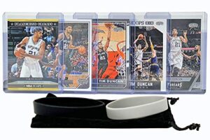 tim duncan basketball cards assorted (5) bundle - san antonio spurs trading card gift pack