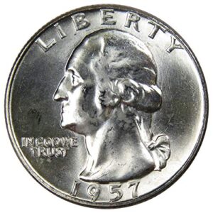 1957 d washington quarter bu uncirculated mint state 90% silver 25c us coin